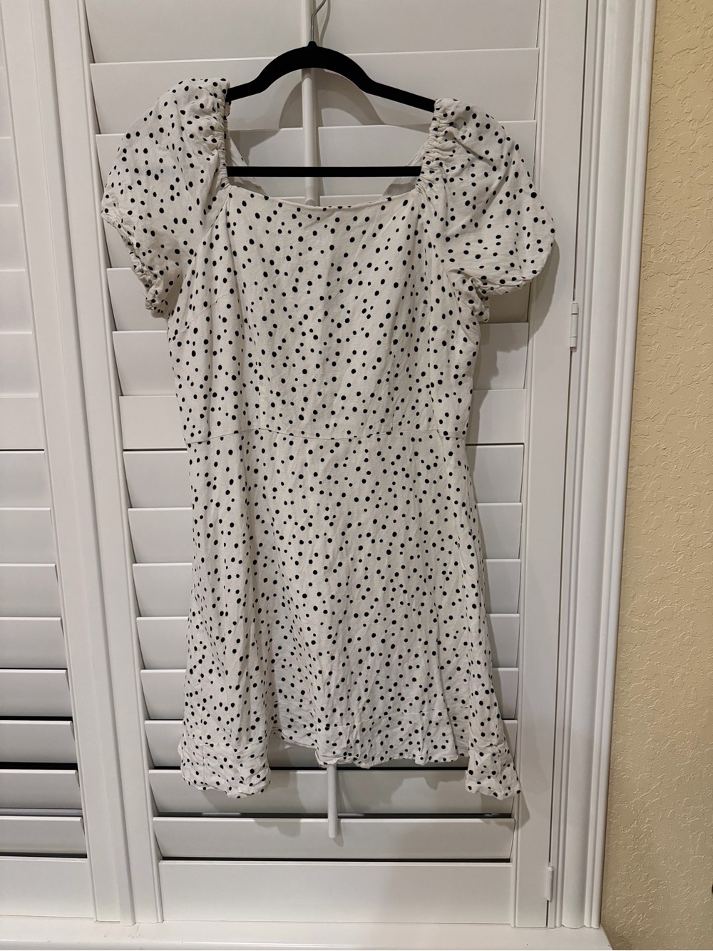 LOFT White Mini Dress with Black Polka Dots